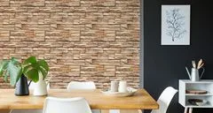 Muralo Tapéta 3D hatású kő pala Méret 53cm x 10m Vlies Kő barna Tégla Kreatív dekoráció Divatos minta