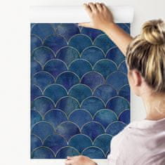 Muralo Dekoratív Tapéta Kék Absztrakt HULLÁMOK Sellő 0,53m x 10m