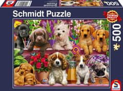 Schmidt Puzzle Kölyökkutyák a polcon 500 db