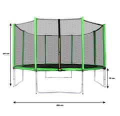 Aga Sport Pro trambulin 366 cm világoszöld + védőháló + létra