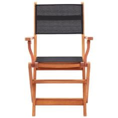 shumee 2 db fekete összecsukható tömör eukaliptuszfa és textilén szék