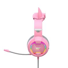 Havit Gamenote H2233d RGB gamer fülhallgató macskafüllel, rózsaszín
