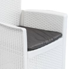 Greatstore 2 db fehér rattan hatású műanyag kerti szék párnával