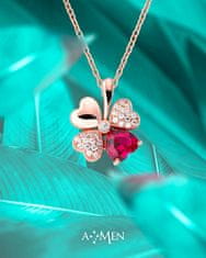 Amen Rózsaszín aranyozott ezüst nyaklánc cirkónium kövekkel Love CLPQURR (lánc, medál)