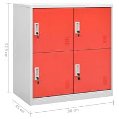 shumee 2 db világosszürke-piros acél zárható szekrény 90x45x92,5 cm 