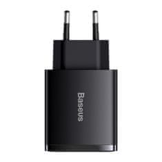 BASEUS Compact hálózati töltő adapter 2x USB / 1x USB-C 3A 30W PD QC, fekete