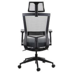 STEMA Forgatható ergonomikus irodai szék HOPE, nylon talp, állítható kartámasz, fejtámla, önkiegyensúlyozó szinkron mechanizmus, állítható ülés (elöl-hátsó), szürke