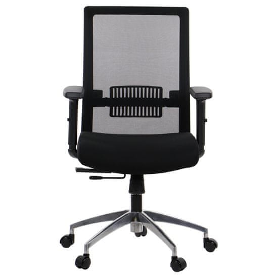 STEMA Forgó ergonomikus irodai szék RIVERTON M/L, alumínium talp, állítható kartámasz, szinkron mechanizmus, állítható ülés (elöl-hátsó), hálós háttámla, fekete