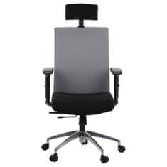 STEMA Forgó ergonomikus irodai szék RIVERTON F/H, alumínium talp, állítható karfa, szinkron mechanizmus, állítható ülés (elöl-hátul), fekete/szürke