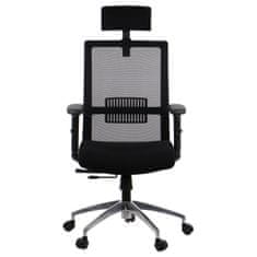 STEMA Forgó ergonomikus irodai szék RIVERTON M/H, alumínium talp, állítható kartámasz, szinkron mechanizmus, állítható ülés (elöl-hátsó), hálós háttámla, fekete