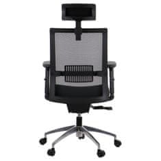 STEMA Forgó ergonomikus irodai szék RIVERTON M/H, alumínium talp, állítható kartámasz, szinkron mechanizmus, állítható ülés (elöl-hátsó), hálós háttámla, fekete