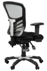 STEMA Forgó ergonomikus irodai szék HG-0001. Nylon alap, puha kerekekkel, állítható kartámaszokkal, állítható háttámlával (fel-le), állítható üléssel (szögben) rendelkezik. Fekete/szürke.