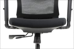 STEMA Forgatható ergonomikus irodai szék TRENT, króm talp, állítható kartámasz, csúsztatható (elöl-hátsó) ülés, ruhaakasztó, fekete