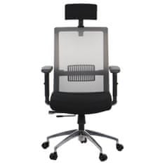 STEMA Forgó ergonomikus irodai szék RIVERTON M/H, alumínium talp, állítható kartámasz, szinkron mechanizmus, állítható ülés (elöl-hátsó), hálós háttámla, fekete/szürke