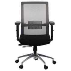 STEMA Forgó ergonomikus irodai szék RIVERTON M/L, alumínium talp, állítható kartámasz, szinkron mechanizmus, állítható ülés (elöl-hátsó), hálós háttámla, fekete/szürke