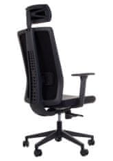 STEMA Forgó ergonomikus irodai szék ZN-807-B, nylon talp, fejtámla, szinkron mechanizmus, állítható ülés (elöl-hátul), fekete