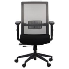 STEMA Forgó ergonomikus irodai szék RIVERTON M/L, nylon talp, állítható karfa, szinkron mechanizmus, állítható ülés (elöl-hátsó), hálós háttámla, fekete/szürke