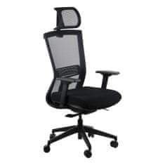 STEMA Forgatható ergonomikus irodai szék HOPE, nylon talp, állítható kartámasz, fejtámla, önkiegyensúlyozó szinkron mechanizmus, állítható ülés (elöl-hátsó), fekete