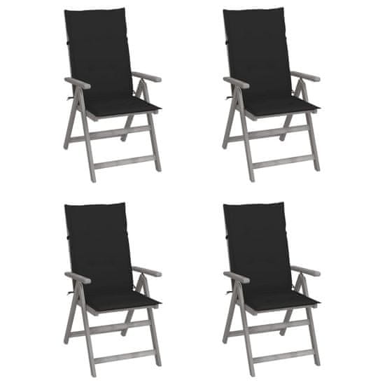 Greatstore 4 db dönthető tömör akácfa kerti szék párnával