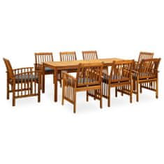 shumee 3058093 9 Piece Garden Dining Set with Cushions Solid Acacia Wood (45963+312130+2x312131)