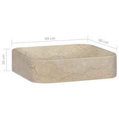 Greatstore krémszínű márvány mosdókagyló 40 x 40 x 10 cm