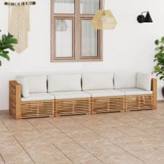 Greatstore négyszemélyes tömör tíkfa kerti kanapé párnákkal