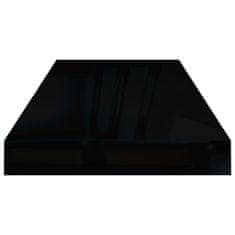 shumee 4 db magasfényű fekete MDF fali polc 60 x 23,5 x 3,8 cm