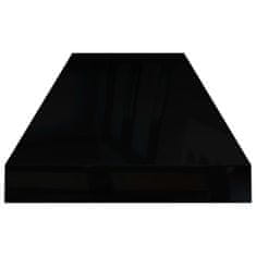 shumee 4 db magasfényű fekete MDF fali polc 80 x 23,5 x 3,8 cm