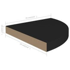 Greatstore 4 db fekete MDF lebegő sarokpolc 35 x 35 x 3,8 cm