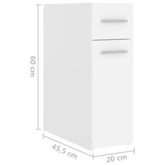 shumee fehér forgácslap patikaszekrény 20 x 45,5 x 60 cm