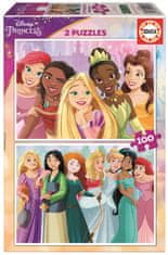 EDUCA Puzzle Disney hercegnők 2x100 darab
