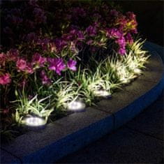 Netscroll 4 darabos szett napelemes LED kerti lámpákhoz, úthoz vagy teraszhoz, elegáns kerti világítás, napelemmel működő kerti lámpák, fényérzékelő, 6-10 óra fehér fény, 8 LED dióda, SolarGardenLights
