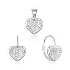 MOISS Romantikus ezüst ékszerszett szívekkel S0000258 (medál, fülbevaló)