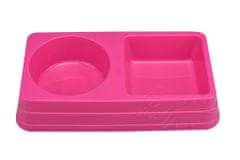 PARFORINTER Dupla műanyag etetőtál, rózsaszín (27,5x14,5x5cm)