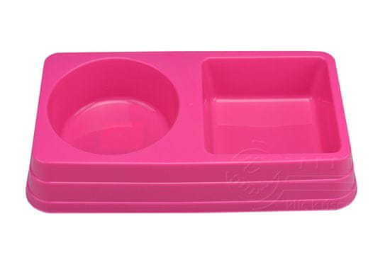 PARFORINTER Dupla műanyag etetőtál, rózsaszín (27,5x14,5x5cm)
