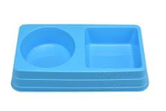 PARFORINTER Dupla műanyag etetőtál, kék (27,5x14,5x5cm)