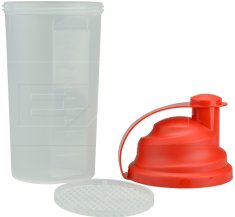 PARFORINTER Műanyag shaker TVAR 700ml (23,5x10cm), piros kupakkal