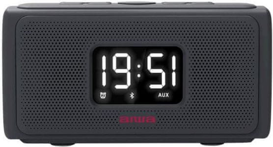 elegáns rádió aiwa CRU-80 BT aux könnyen kezelhető beépített elemes ébresztőóra két ébresztési idő szundi alvás fm tuner mikrofon  
