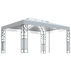 Greatstore fehér dupla tetős pavilon LED fényfüzérrel 3 x 4 m