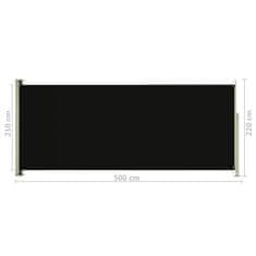 Greatstore fekete behúzható oldalsó terasznapellenző 220 x 500 cm