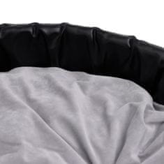 Greatstore fekete-szürke plüss és műbőr kutyaágy 99 x 89 x 21 cm