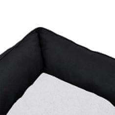 Greatstore fekete-fehér vászon hatású gyapjú kutyaágy 65 x 50 x 20 cm