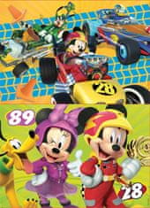 EDUCA Fa puzzle Mickey, Minnie és versenyzők 2x50 darab