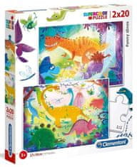 Clementoni Puzzle Vicces dinoszauruszok 2x20 darab