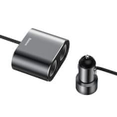BASEUS Dual autós töltő 2x USB 3.1A 17W + 2x töltő dugalj 80W, fekete
