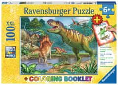 Ravensburger A dinoszauruszok ősvilága puzzle XXL 100 db + kifestőkönyv