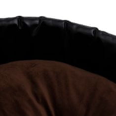 Greatstore fekete-barna plüss és műbőr kutyaágy 69 x 59 x 19 cm