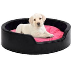 Greatstore fekete-rózsaszín plüss és műbőr kutyaágy 69 x 59 x 19 cm