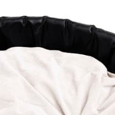 Greatstore fekete-bézs plüss és műbőr kutyaágy 79 x 70 x 19 cm