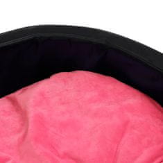 Greatstore fekete-rózsaszín plüss és műbőr kutyaágy 69 x 59 x 19 cm